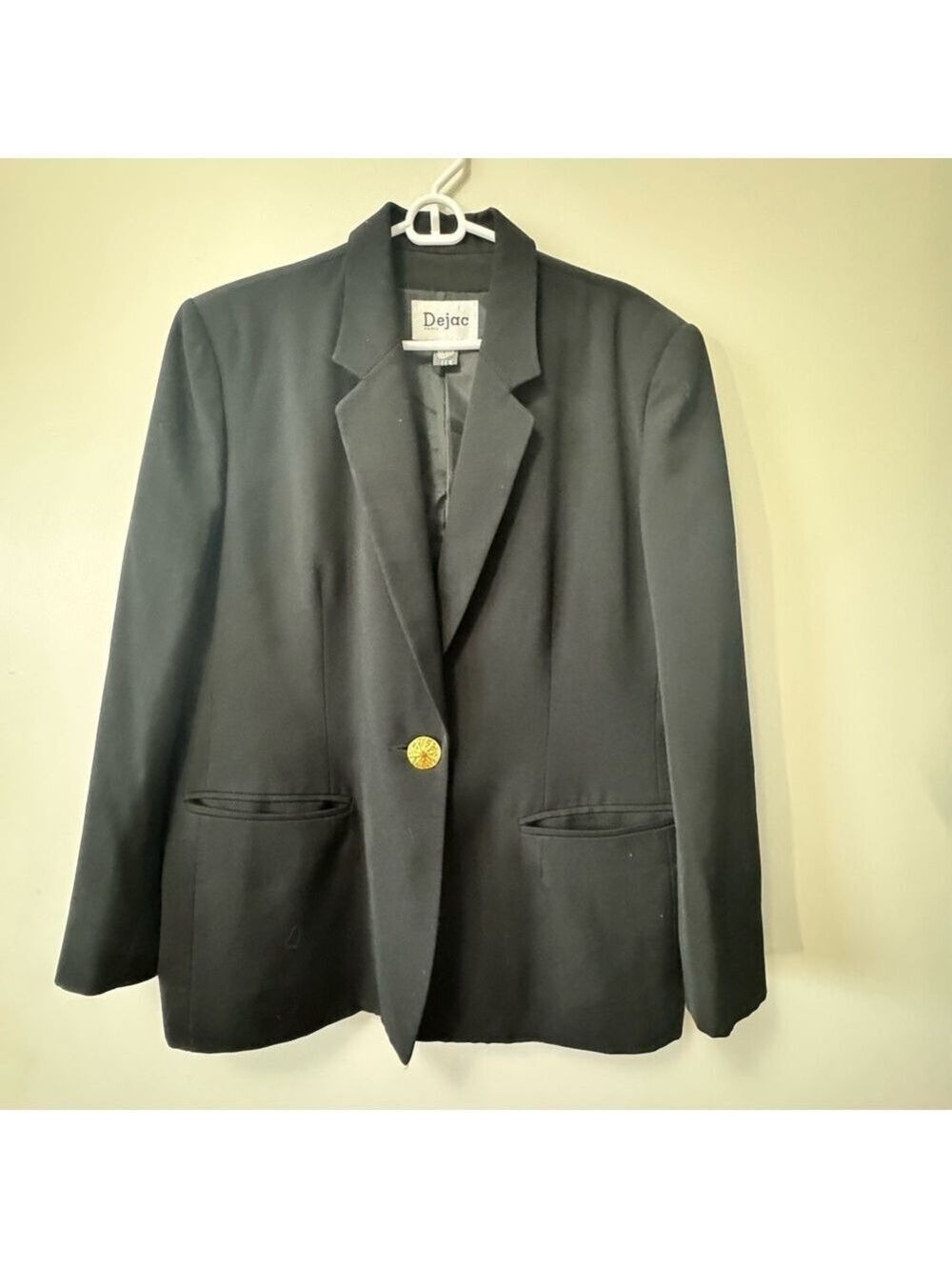 Vintage Dejac Paris Black Blazer 100% wool Large